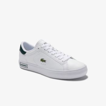 Lacoste Powercourt Leather Sneakers Dámské - Tenisky Bílé / Tmavě Zelene | CZ-tvN84D